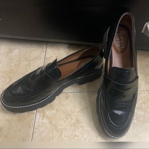 Black patent leather platform shoes